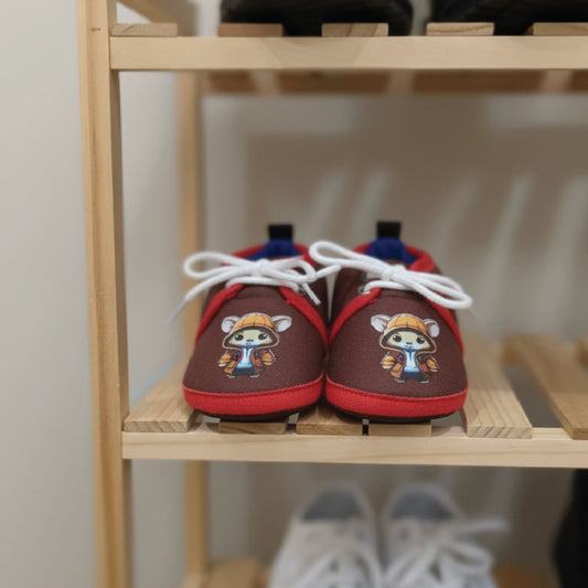 Adorable Cartoon Character Kids Sneakers  Red & Brown