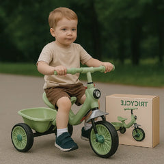Classic Kids Tricycle with Rear Basket – Durable & Comfortable Ride for Toddlers