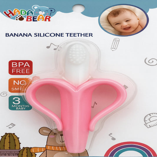 Hada Bear Banana Silicone Teether – BPA-Free Soothing Toy for Babies (3M+)
