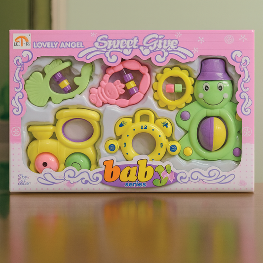 Lovely Angel Baby Rattle Toy Set – 6-Piece Colorful Teething & Sound Toy Collection