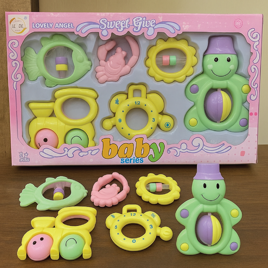 Lovely Angel Baby Rattle Toy Set – 6-Piece Colorful Teething & Sound Toy Collection