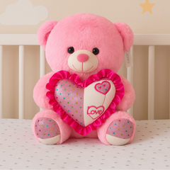 Soft Pink Teddy Bear with Heart Cushion (40–60 cm) – Perfect Love Gift