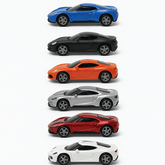Die-Cast Model Car Set – Pack of 6 Mini Alloy Cars (1:50 Scale, Multi-Color)