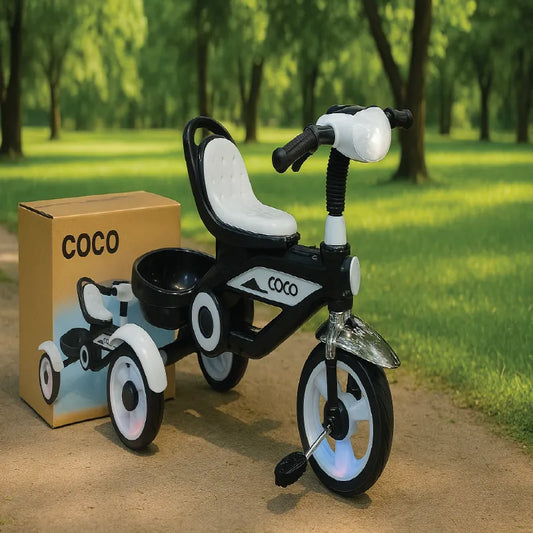 Coco Luxury Tricycle with LED Wheels & Rear Storage Basket