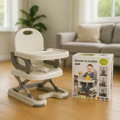 Booster to Toddler Seat  Adjustable Baby Feeding Chair with Tray & Safety Belt