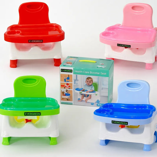 Evergreen Health Care Booster Seat  Portable Baby Feeding Chair with Tray (Red, Pink, Green, Blue)