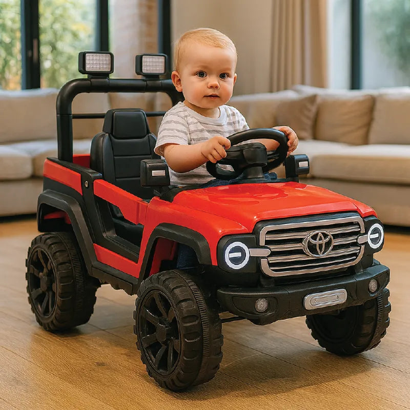 Kids Toyota Jeep Style Electric Ride-On Car – 12V Battery Powered with Remote, LED Lights & Music