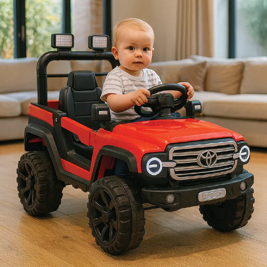 Kids Toyota Jeep Style Electric Ride-On Car – 12V Battery Powered with Remote, LED Lights & Music