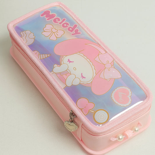 My Melody Cartoon Pencil Case – Pink Zipper Stationery Pouch for Kids