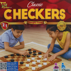 2 in 1 Classic Checkers and Ludo Board Game Set – Wooden Board with Coins and Dice