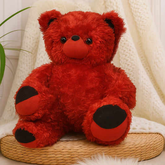Red Teddy Bear Plush Toy with Black Accents (40–60 cm) – Soft Stuffed Gift