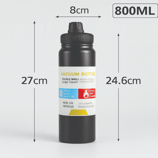 Vacuum Insulated Water Bottle – Hot & Cold Stainless Steel Sports Flask (600ml / 800ml / 1000ml)