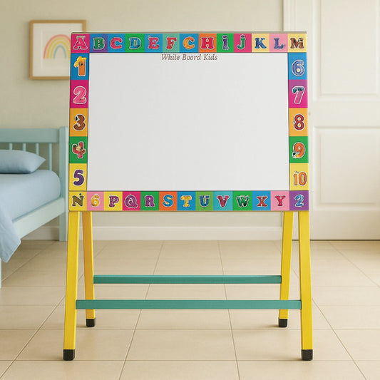 Kids White Board with Stand – Alphabet & Number Learning Board for Fun Education