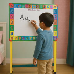 Kids White Board with Stand – Alphabet & Number Learning Board for Fun Education