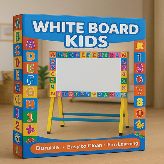 Kids White Board with Stand – Alphabet & Number Learning Board for Fun Education