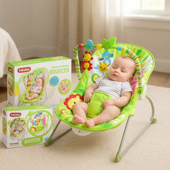 HiBaby Baby Bouncer Seat – Infant Rocker with Hanging Toy Bar & Soft Cushioned Fabric