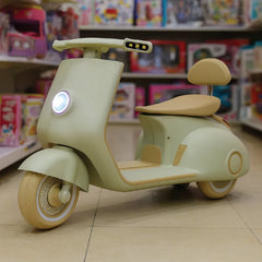 Kids Electric Scooter  Retro Ride-On with Rechargeable Battery, LED Headlight & Comfortable Seat( Ages 3–8 Years)