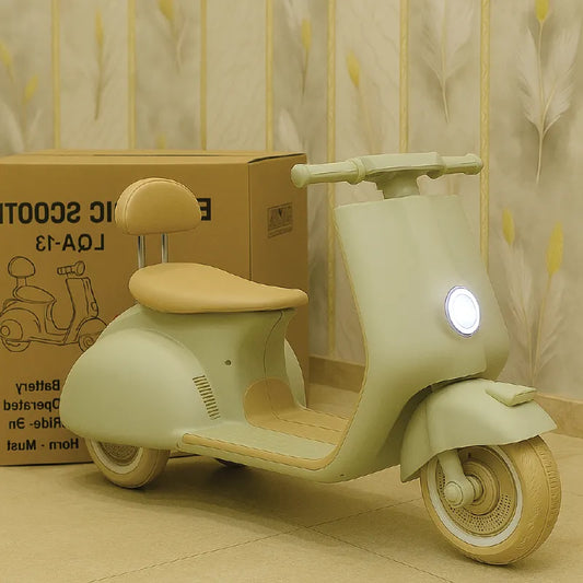 Kids Electric Scooter  Retro Ride-On with Rechargeable Battery, LED Headlight & Comfortable Seat( Ages 3–8 Years)