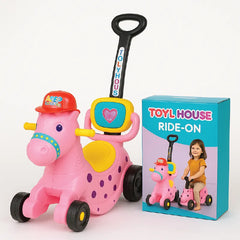 Kids Horse Style Ride-On Toy Push Ride with Safety Handle & Cartoon Design