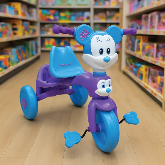 Cute Cartoon Character Kids Tricycle – Fun Ride for Toddlers (Purple & Blue)