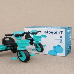 Kids Cartoon Tricycle – Cute Ride-On with Front Basket & Comfortable Seat (Blue & Black)
