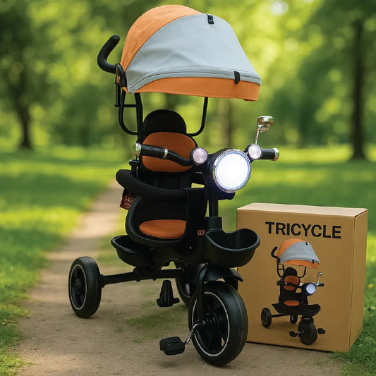 Premium Canopy Tricycle with Safety Guard & LED Light