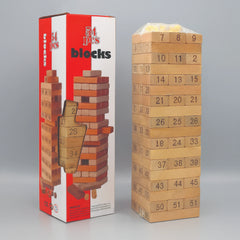 54 Pcs Wooden Number Blocks Game – Educational Jenga Style Tower for Kids & Family