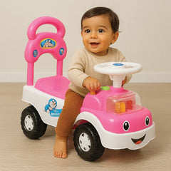 Kids Cartoon Ride-On Car – Push Toy for Toddlers with Steering Wheel & Storage