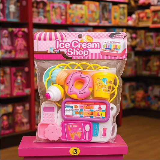 Ice Cream Shop Pretend Play Set – Mini Dessert & Cash Register Toy for Kids (Age 3+)