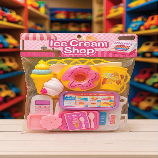Ice Cream Shop Pretend Play Set – Mini Dessert & Cash Register Toy for Kids (Age 3+)