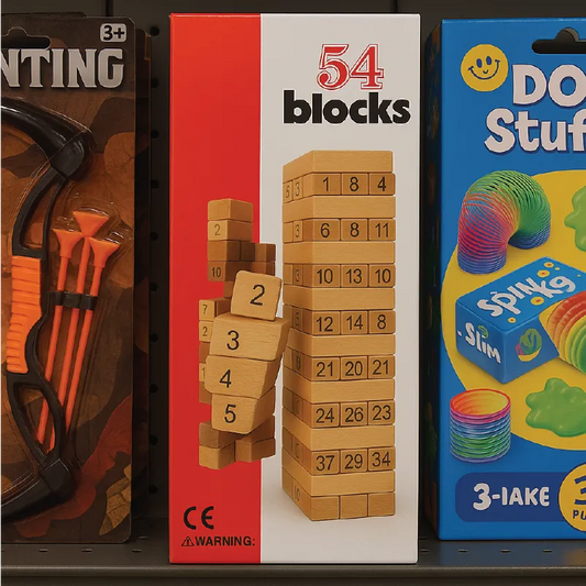 54 Pcs Wooden Number Blocks Game – Educational Jenga Style Tower for Kids & Family