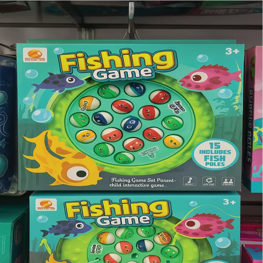 Fishing Game Set – Rotating Magnetic Fish Catching Toy with Music & Lights (3+ Years)