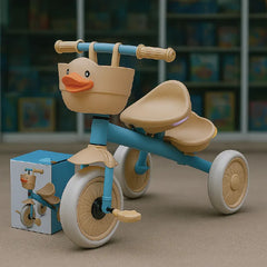 Cute Duck Face Tricycle for Toddlers – Fun & Safe Ride (Blue & Beige)
