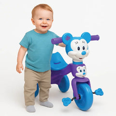 Cute Cartoon Character Kids Tricycle – Fun Ride for Toddlers (Purple & Blue)