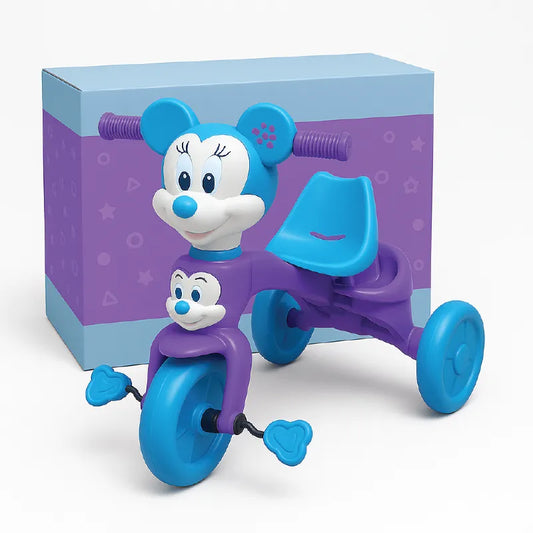 Cute Cartoon Character Kids Tricycle – Fun Ride for Toddlers (Purple & Blue)