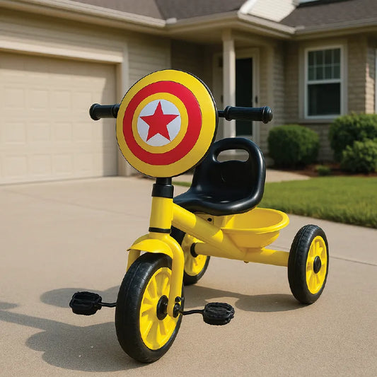 Shield Tricycle for Kids – Fun & Durable Ride (Yellow & Black)