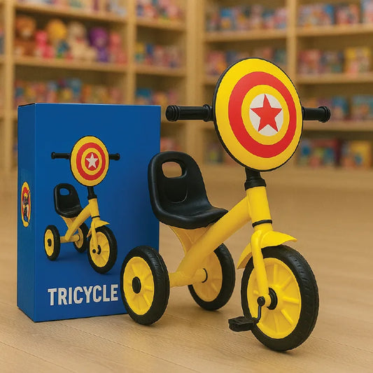 Shield Tricycle for Kids – Fun & Durable Ride (Yellow & Black)