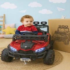 Kids Off-Road Jeep Electric Ride-On Car – 12V Battery Powered with Remote, LED Lights & Big Wheels