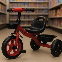Durable Steel Frame Baby Tricycle with Basket  Purple, Red & Blue
