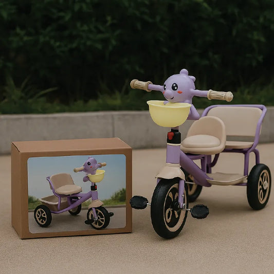 Adorable Dolphin Tricycle with Basket  Lavender & Beige