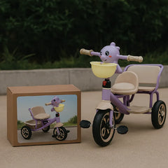 Adorable Dolphin Tricycle with Basket  Lavender & Beige