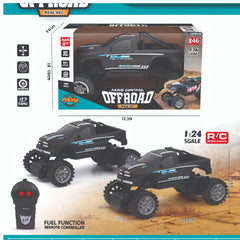 R/C Off-Road Monster Truck – 1:24 Scale Remote Control Car with Fuel Function Controller (Black)